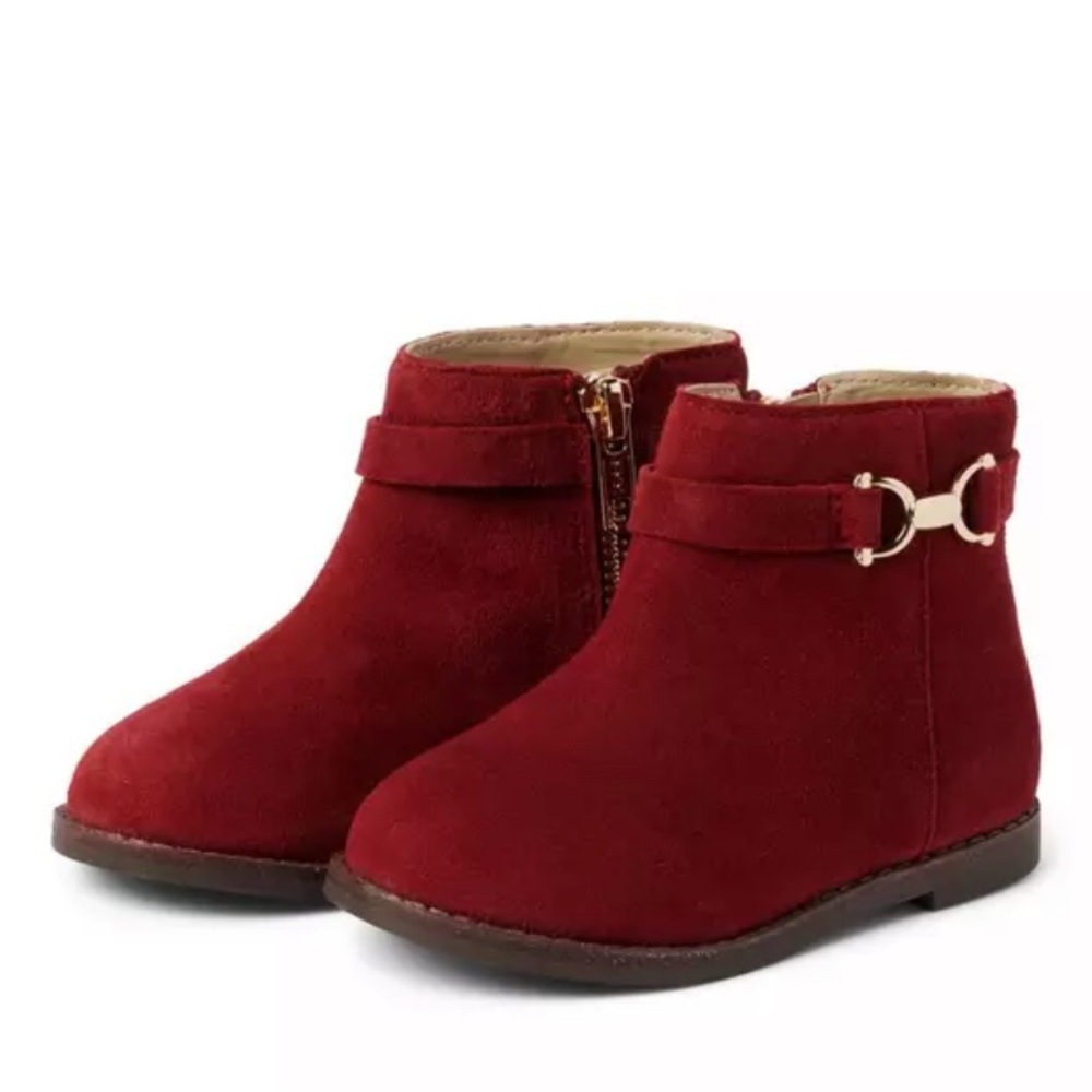 Janie and Jack Deep Ruby Suede Buckle Bootie Sz 6